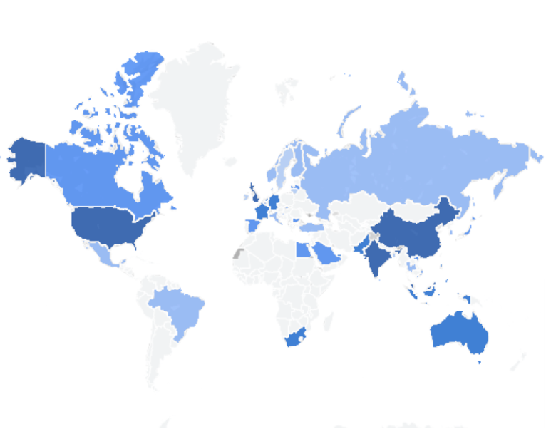 EWISER Labs global user distribution across 20+ countries